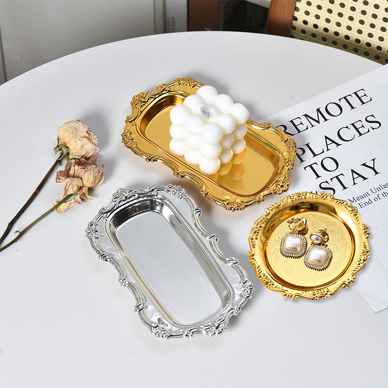 Luxury Candle Supplies Usa - صينية فاخرة بتصميم عتيق مطلية بالفضة