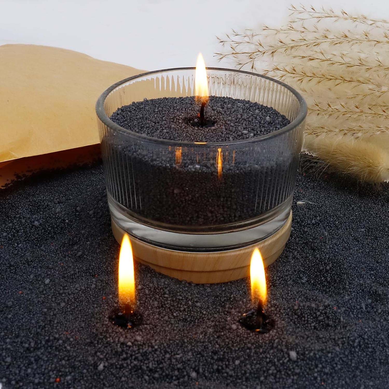 Candle Supplies In Bulk - رمل شمع أسود مع فتيل، 200