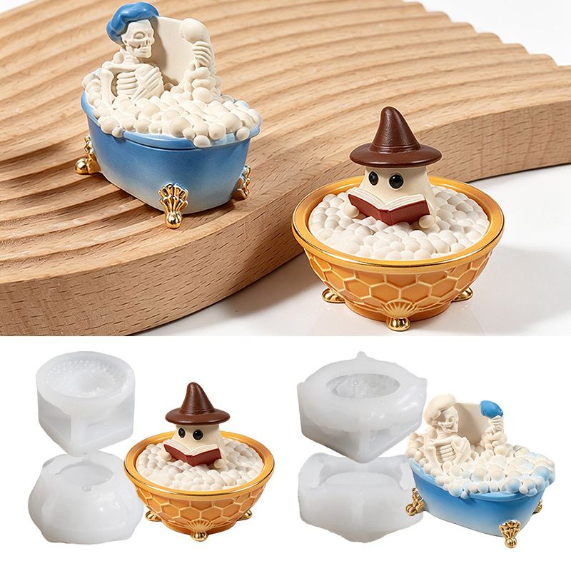 قالب سيليكون على شكل هيكل عظمي - مراجعة Candle Supplies Jars وسعره